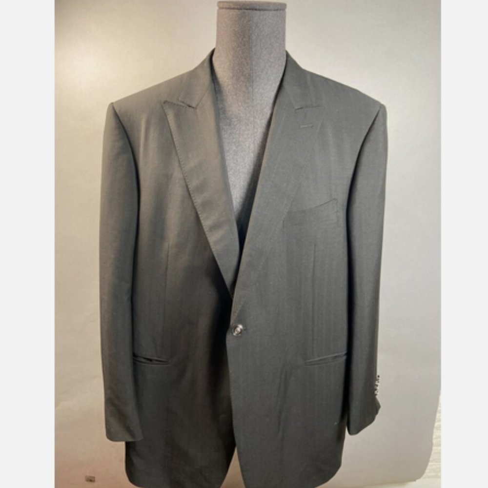 PAL ZILERI Jacket 54R Black Mohair Wool 2 Button Blazer Made Italy Su Misura